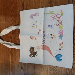 NWOT Canvas Mermaid Beach Tote for a child named VIVIAN